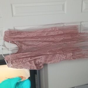 Pink Lace Fringe Kimono